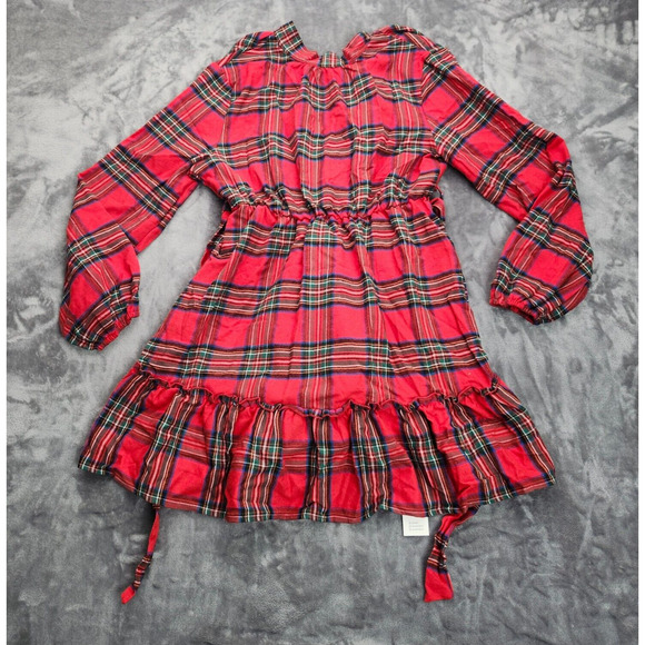 CUPSHE Women's Plaid Fall Dress Long Sleeve Tie Belt Large - Picture 2 of 10